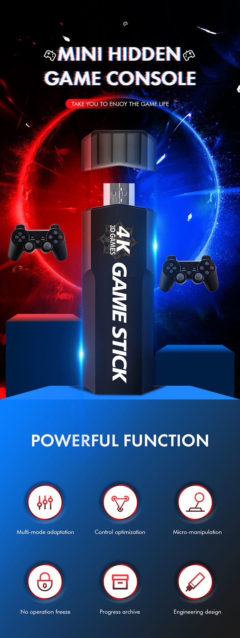 Console de jeux vidéo rétro GD10, 128G, 4K, 10000 jeux espagnols, système Emuelec4.3, poignée de commande sans fil, 2 pièces, 2.4G