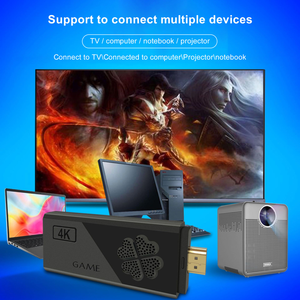 Console de jeu vidéo HD 4K 2.4G, Double contrôleur sans fil pour PS1/Console de jeu TV rétro classique 10000