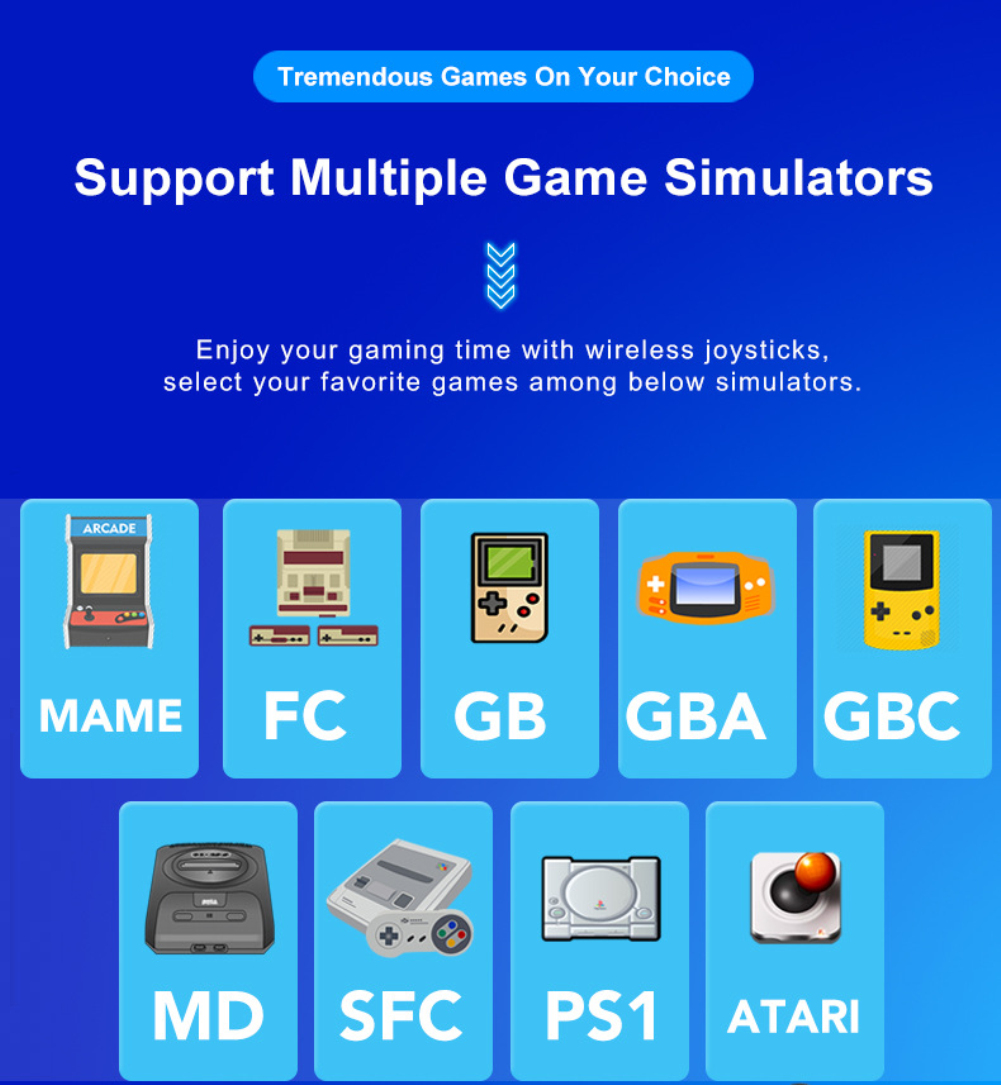 Console de jeu vidéo HD 4K 2.4G, Double contrôleur sans fil pour PS1/Console de jeu TV rétro classique 10000