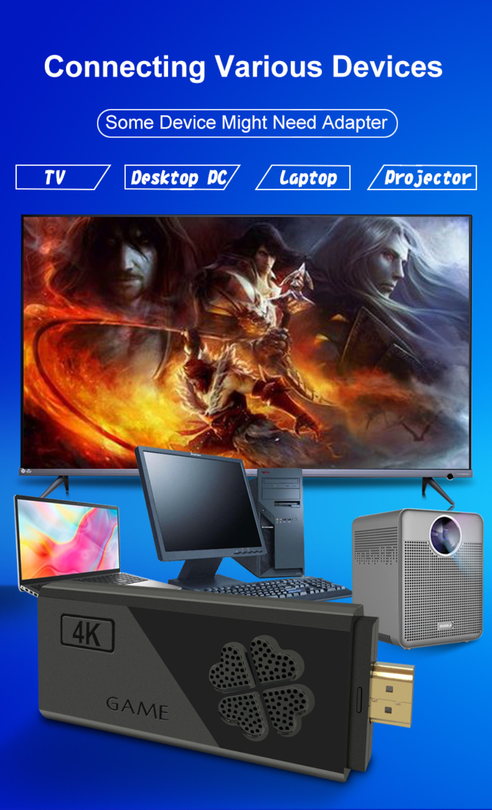 Console de jeu vidéo HD 4K 2.4G, Double contrôleur sans fil pour PS1/Console de jeu TV rétro classique 10000