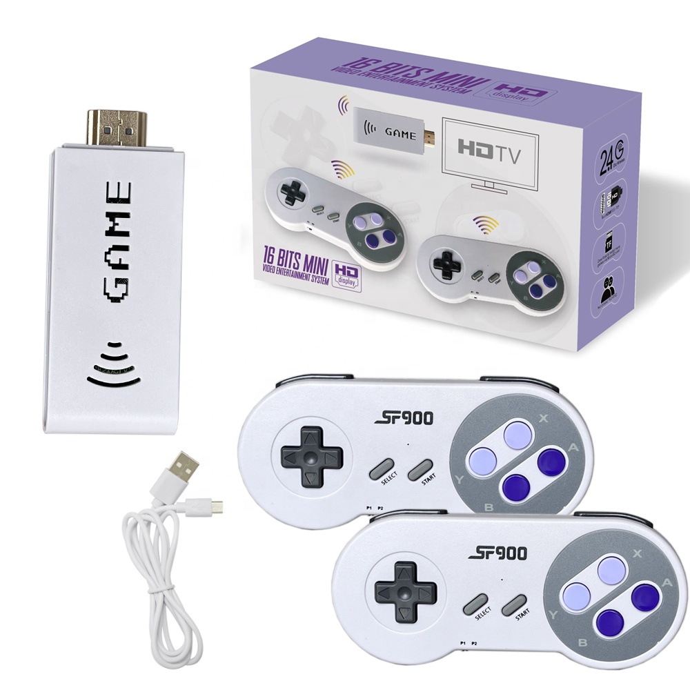 Console de jeux vidéo avec 1500 jeux classiques inclus, SF900, contrôleur sans fil 16 Bit HD, bâton de jeu pour Snes, 2900