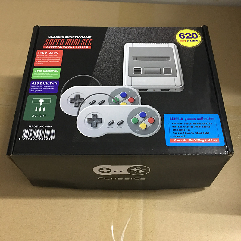 Mini Console de jeux vidéo rétro classique avec 620 jeux intégrés, 8 bits, sortie AV, avec gampad
