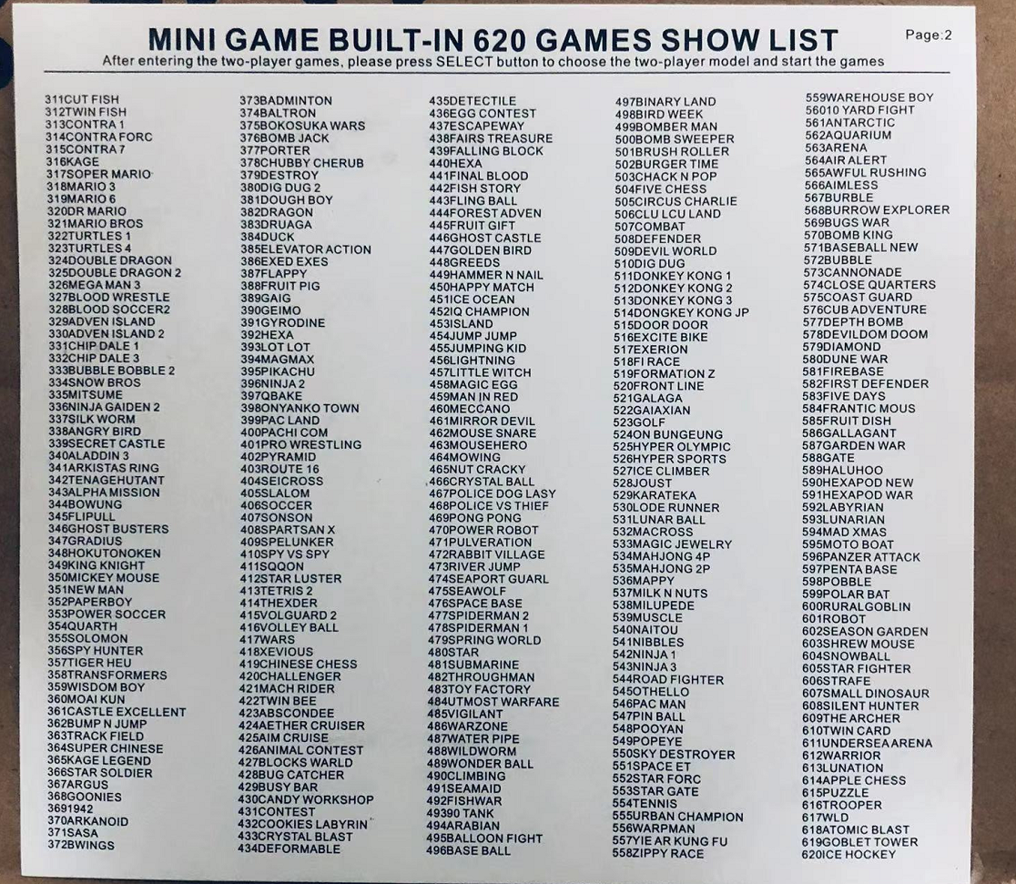 Mini Console de jeux vidéo rétro classique avec 620 jeux intégrés, 8 bits, sortie AV, avec gampad