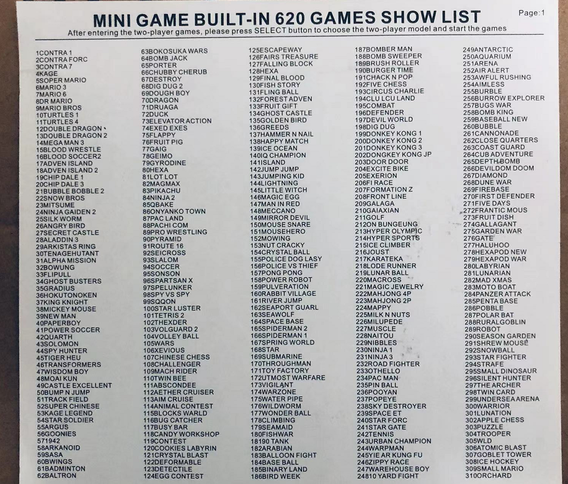 Mini Console de jeux vidéo rétro classique avec 620 jeux intégrés, 8 bits, sortie AV, avec gampad