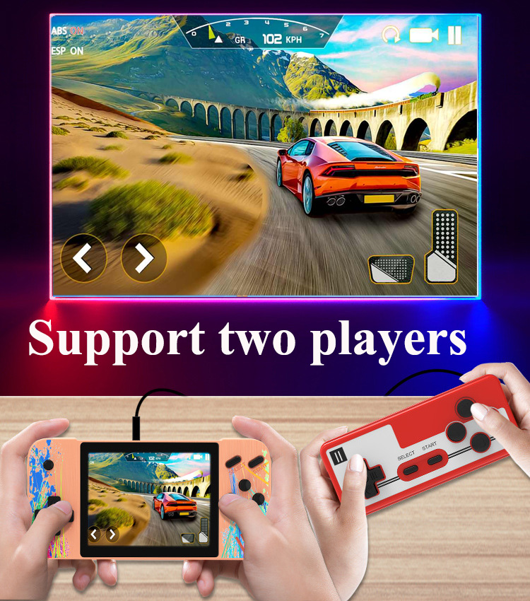 Console de jeux vidéo Portable, 800 jeux rétro classiques, sortie AV, 3.5 pouces, 8 bits, cadeau pour enfant