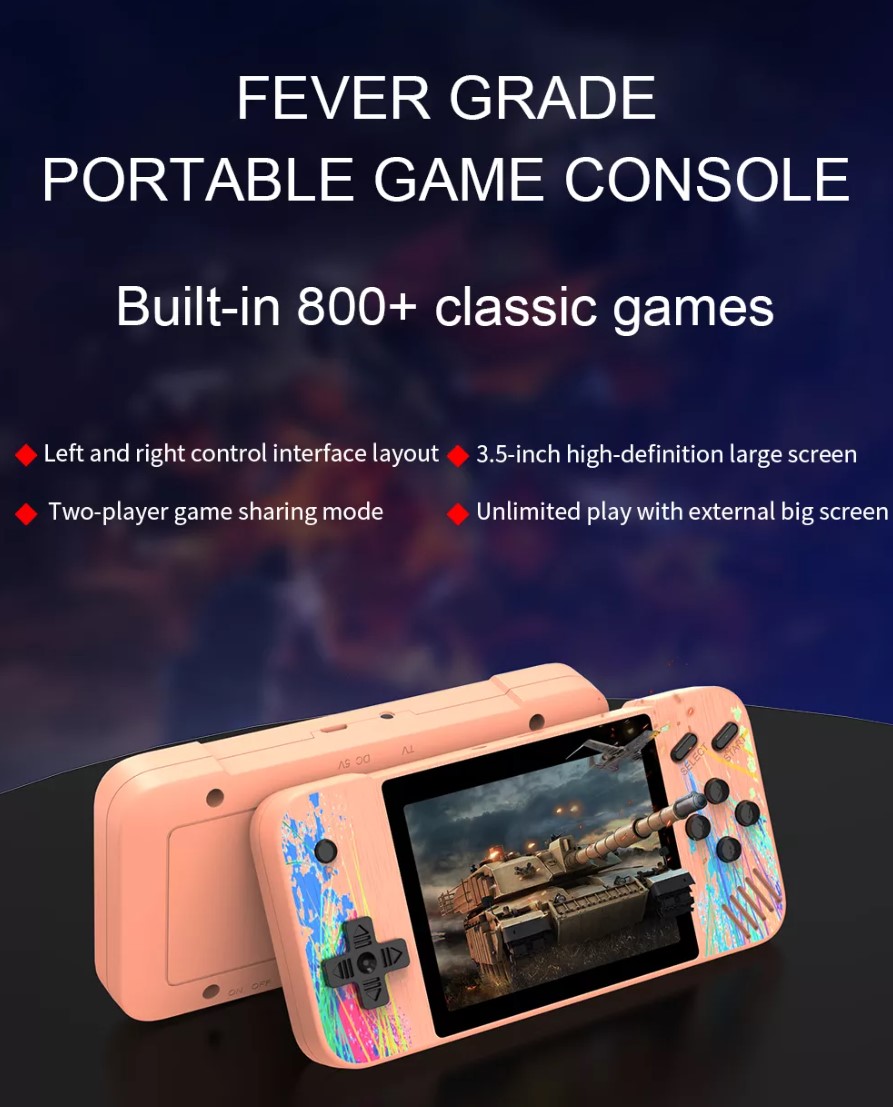 Console de jeux vidéo Portable, 800 jeux rétro classiques, sortie AV, 3.5 pouces, 8 bits, cadeau pour enfant