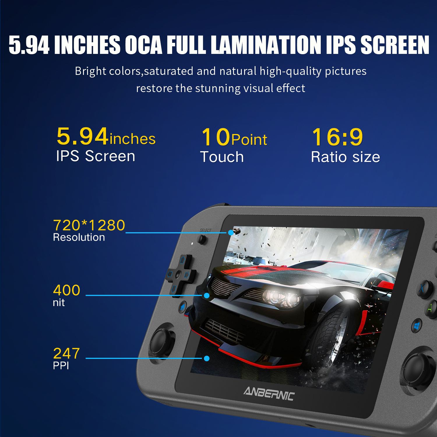 ANBERNIC – Console de jeux vidéo portable Win600, PC de poche, AMD 3020e/3050e, écran IPS de 5.94 pouces, pour bureau, Windows 10, wi-fi 5