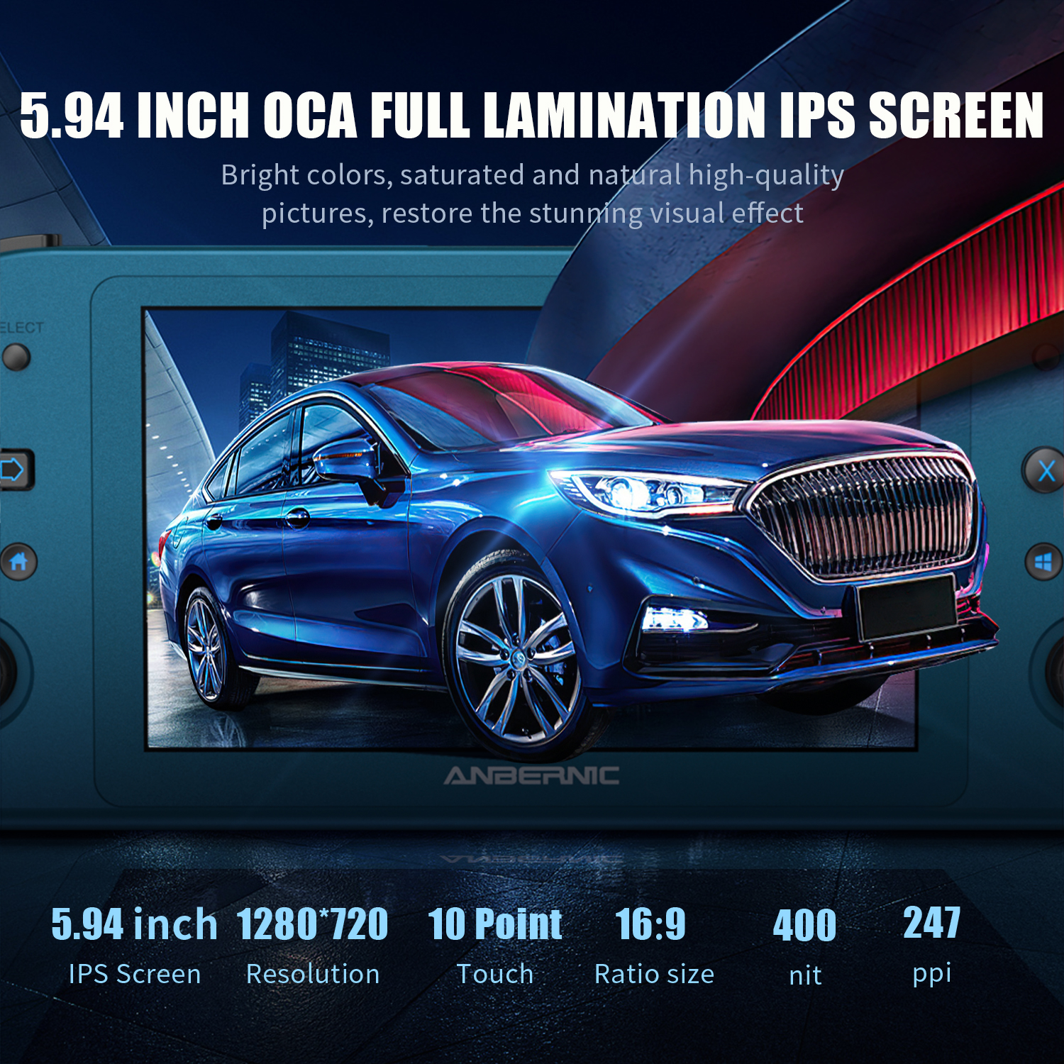 ANBERNIC – Console de jeux vidéo portable Win600, PC de poche, AMD 3020e/3050e, écran IPS de 5.94 pouces, pour bureau, Windows 10, wi-fi 5