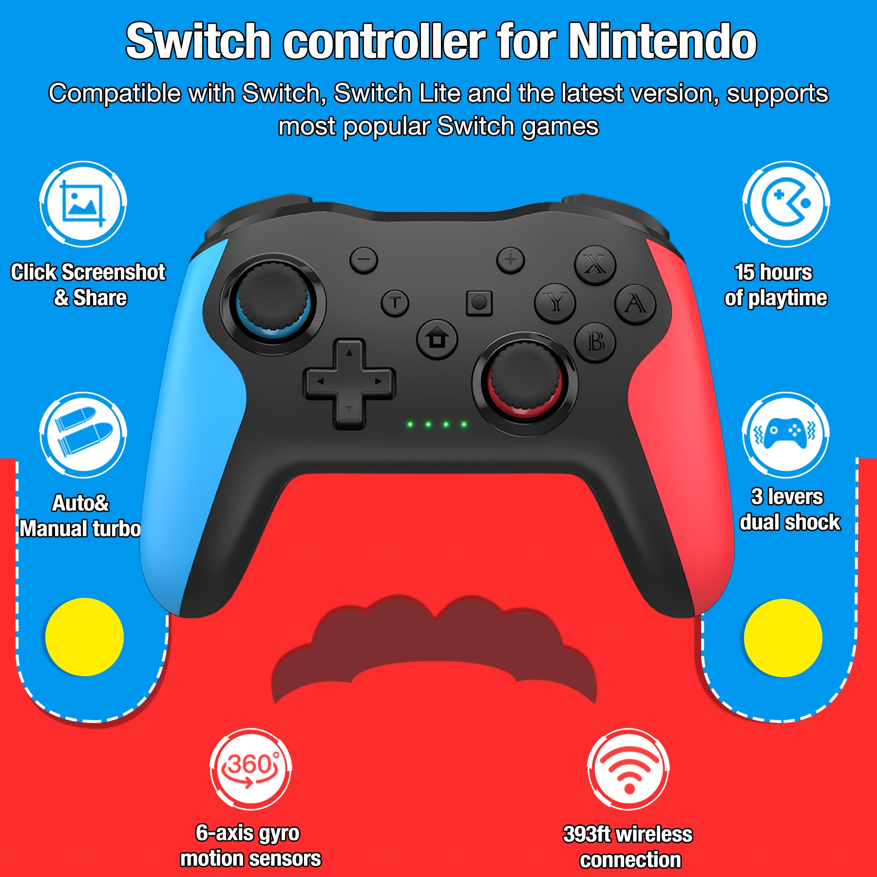 Manette de jeu sans fil Bluetooth pour Nintendo Switch Pro, originale, rvb, contrôleur de jeu professionnel, sans décalage