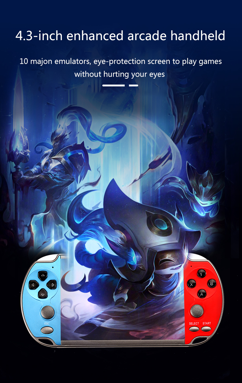 Mini Console de jeux vidéo Portable X7, avec 4.3 jeux classiques intégrés, deux joysticks, Support TV gratuit, 10000 pouces