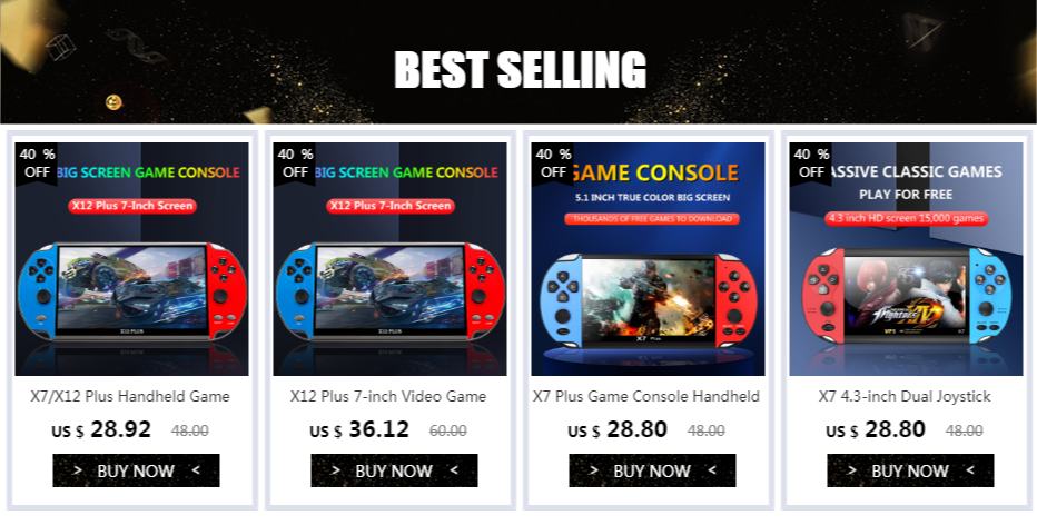 Mini Console de jeux vidéo Portable X7, avec 4.3 jeux classiques intégrés, deux joysticks, Support TV gratuit, 10000 pouces