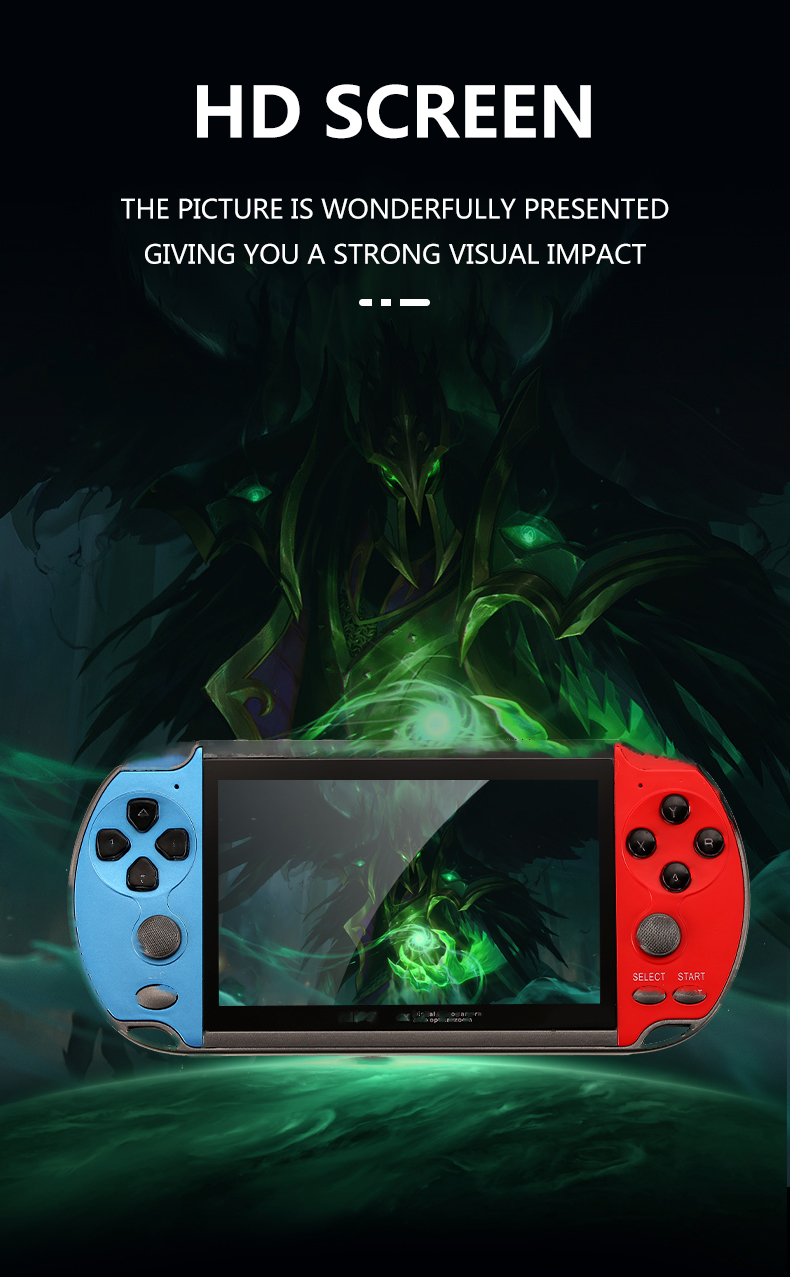 Mini Console de jeux vidéo Portable X7, avec 4.3 jeux classiques intégrés, deux joysticks, Support TV gratuit, 10000 pouces