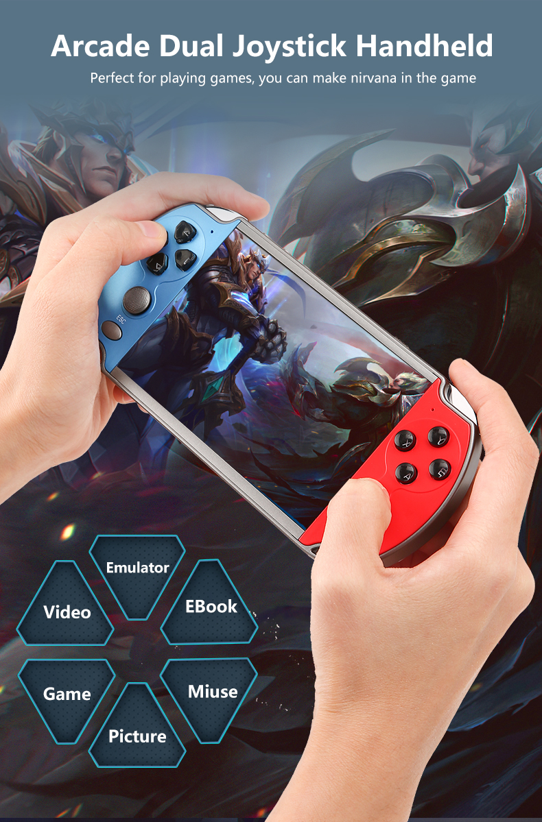 Mini Console de jeux vidéo Portable X7, avec 4.3 jeux classiques intégrés, deux joysticks, Support TV gratuit, 10000 pouces