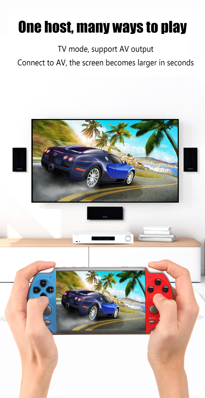 Mini Console de jeux vidéo Portable X7, avec 4.3 jeux classiques intégrés, deux joysticks, Support TV gratuit, 10000 pouces