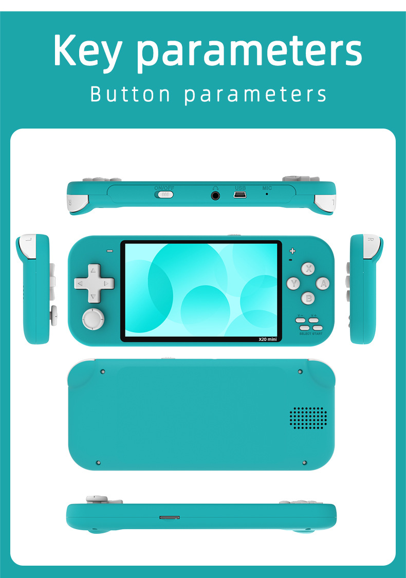 Mini Console de jeux vidéo Portable X7, avec 4.3 jeux classiques intégrés, deux joysticks, Support TV gratuit, 10000 pouces