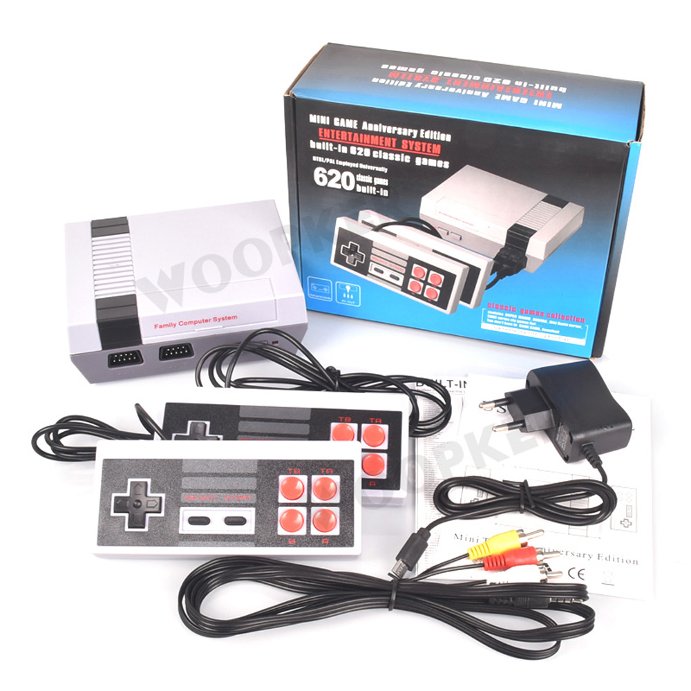 Mini Consoles de jeux vidéo TV rétro, 8 bits, 620 jeux classiques, 2 joueurs avec contrôleur, sortie AV, cadeaux pour enfants