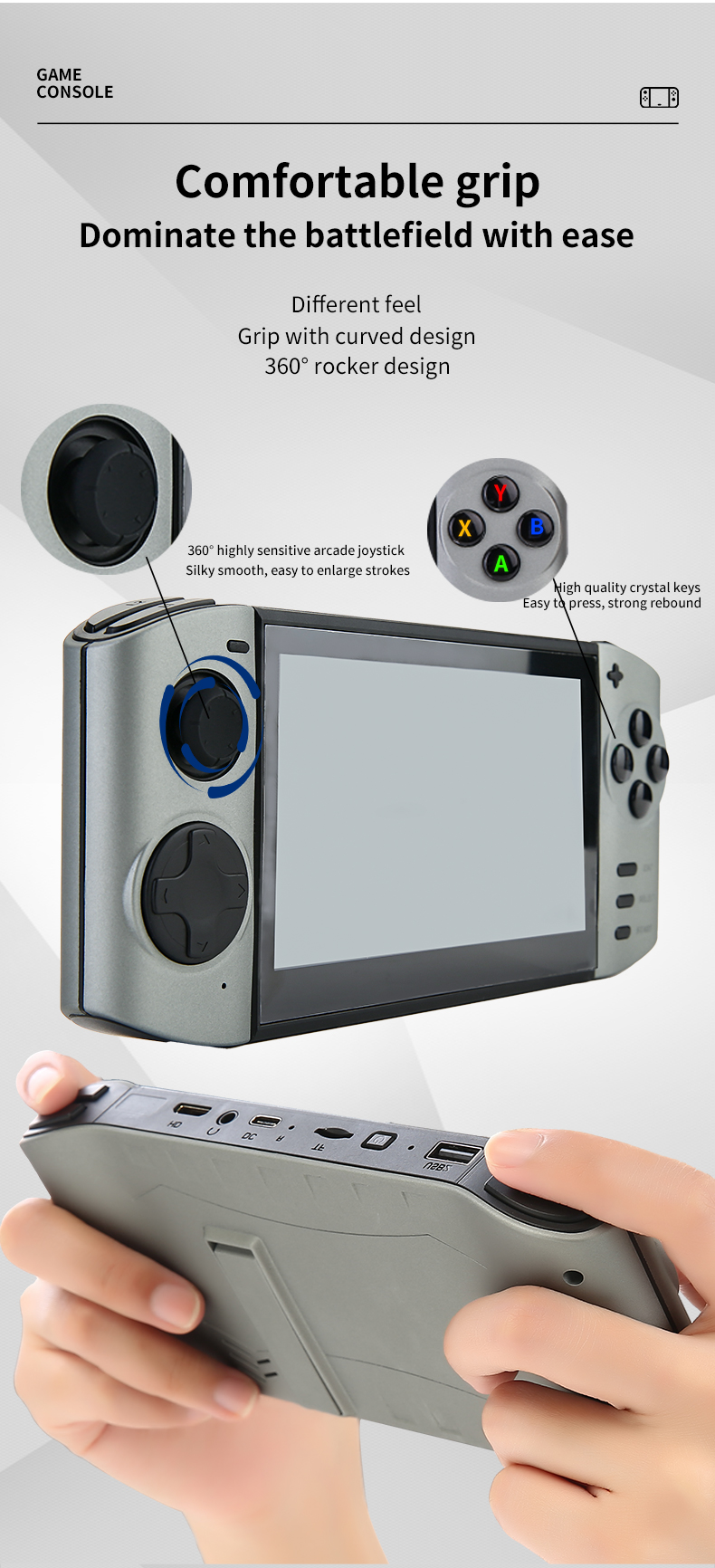 Console de jeux vidéo portable avec écran de XY-09 pouces et résolution de 20000x5.1 HD, 1280 jeux vidéo sans fil, 720 jeux