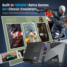 KINHANK – Super Console de jeu rétro X2 100000, compatible avec PSP/PS1/Sega Saturn/DC/MAME, boîtier TV intelligent avec manettes, cadeau pour enfant