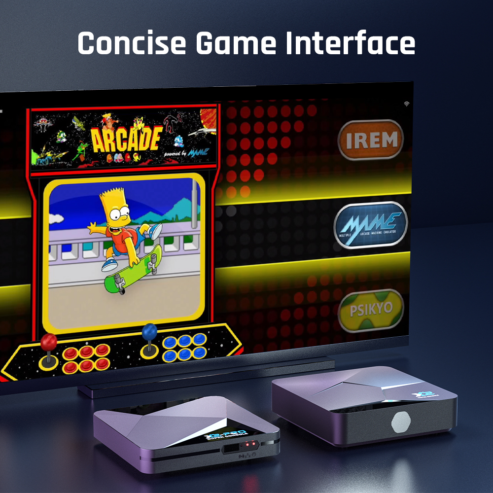 KINHANK – Super Console de jeu rétro X2 100000, compatible avec PSP/PS1/Sega Saturn/DC/MAME, boîtier TV intelligent avec manettes, cadeau pour enfant KINHANK – Super Console de jeu rétro X2 100000, compatible avec PSP/PS1/Sega Saturn/DC/MAME, boîtier TV intelligent avec manettes, cadeau pour enfant