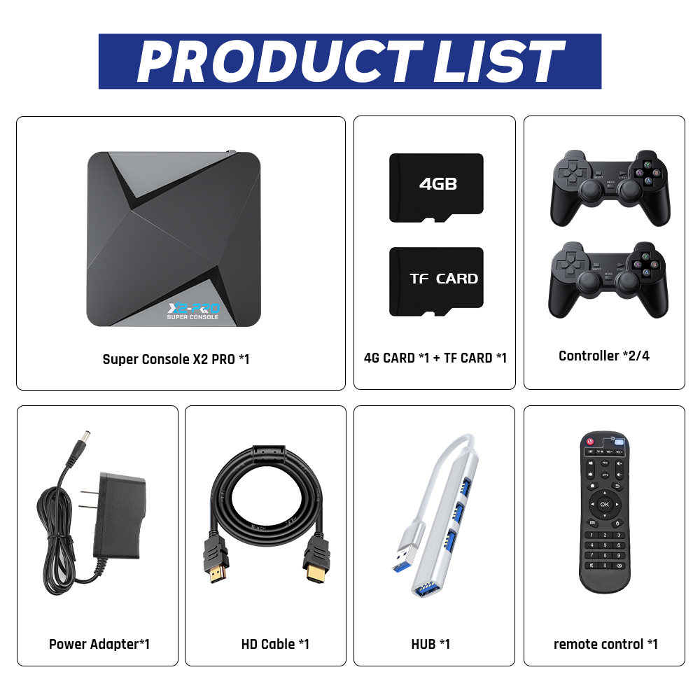 KINHANK – Super Console de jeu rétro X2 100000, compatible avec PSP/PS1/Sega Saturn/DC/MAME, boîtier TV intelligent avec manettes, cadeau pour enfant KINHANK – Super Console de jeu rétro X2 100000, compatible avec PSP/PS1/Sega Saturn/DC/MAME, boîtier TV intelligent avec manettes, cadeau pour enfant
