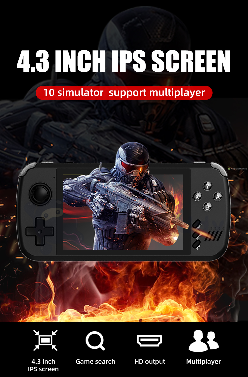 POWKIDDY – Console de jeux vidéo portable X39pro