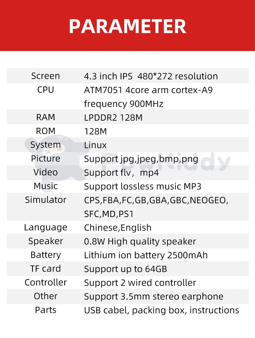POWKIDDY – Console de jeux vidéo portable X39pro