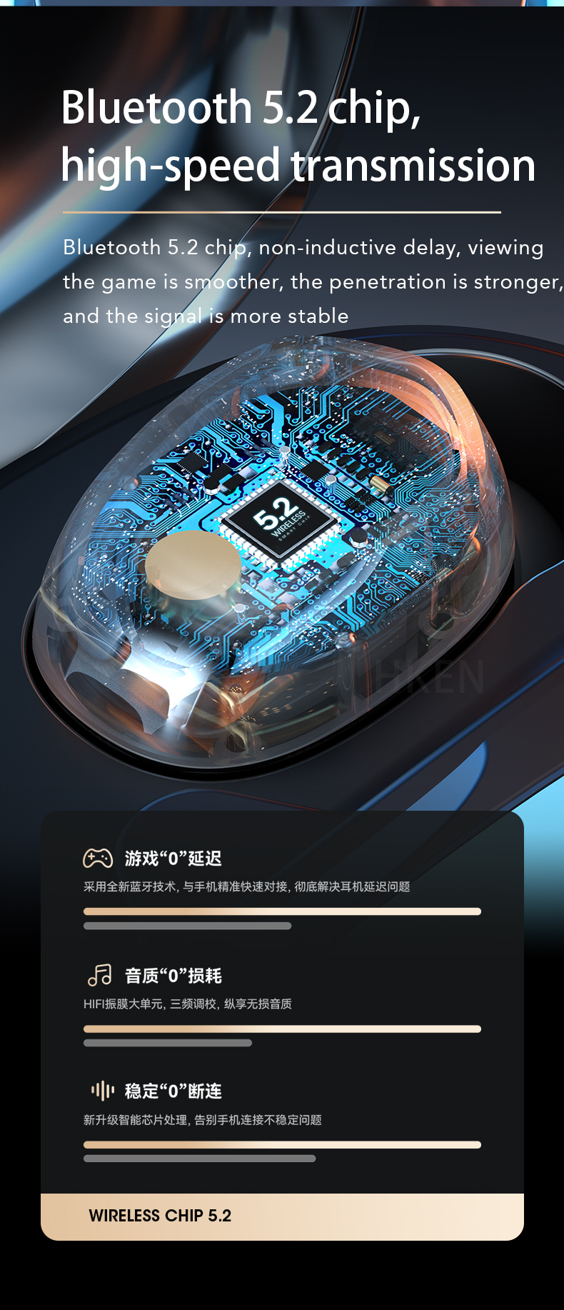 HKEN – écouteurs sans fil Bluetooth 5.2