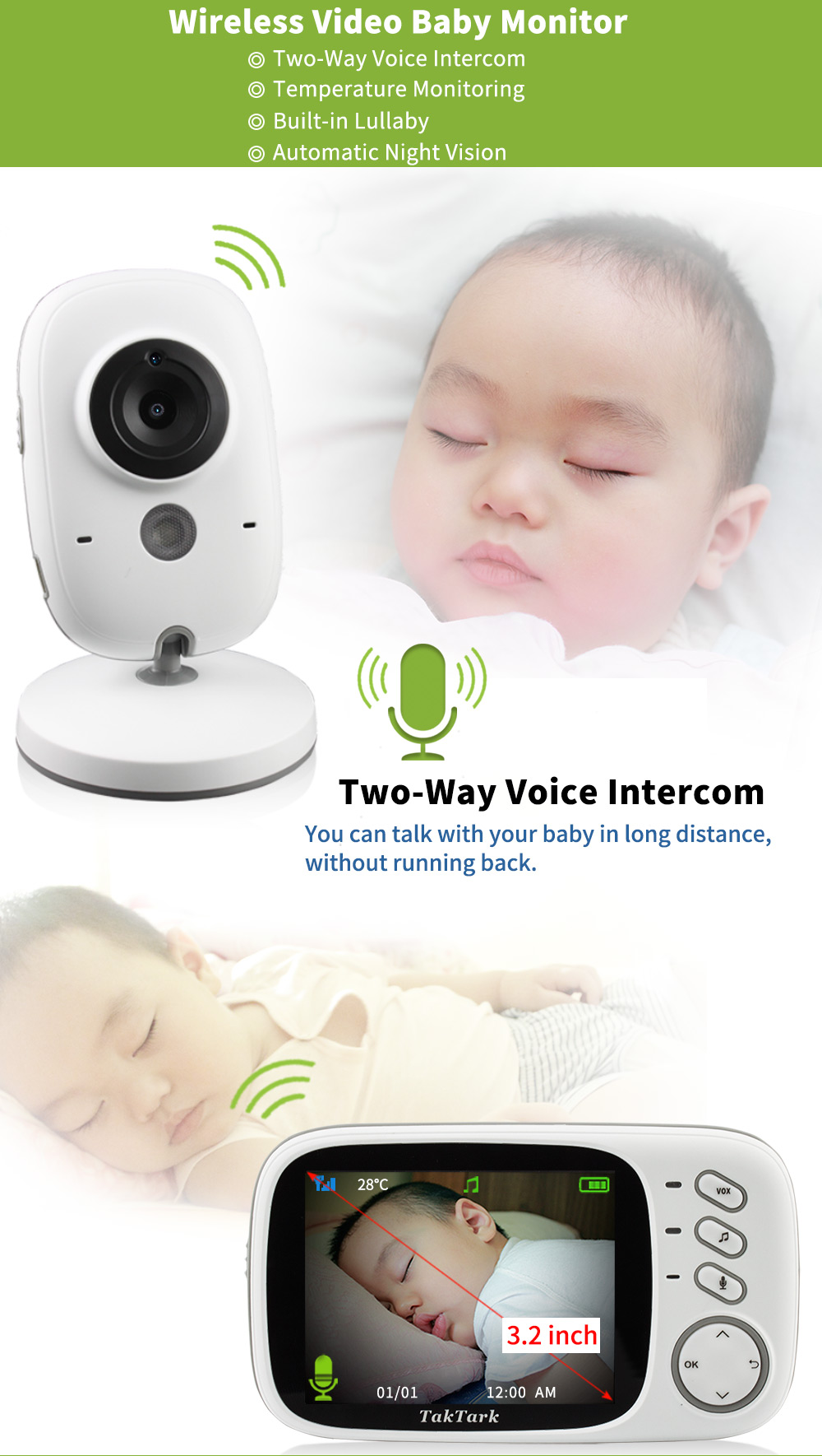 Babyphone vidéo sans fil