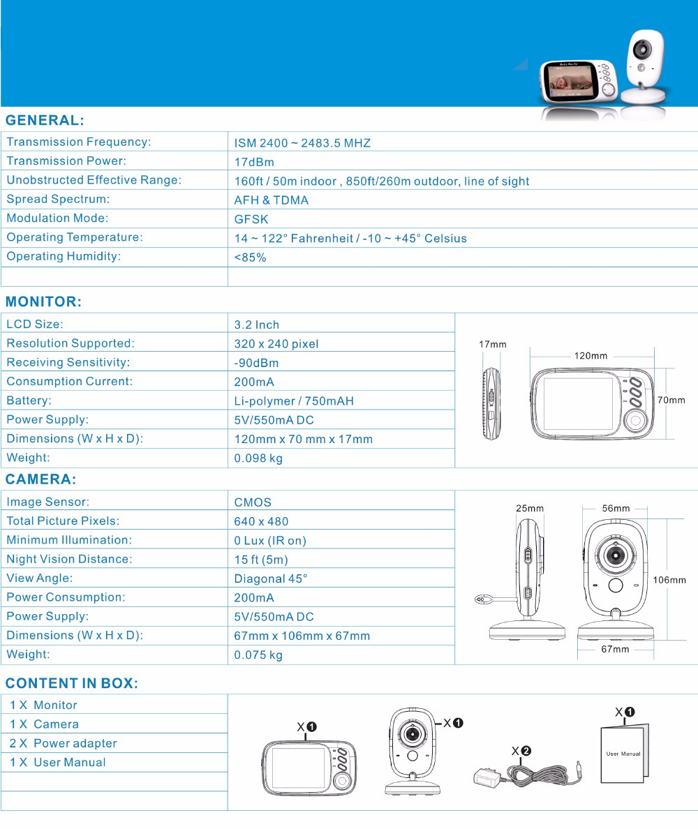 Babyphone vidéo sans fil