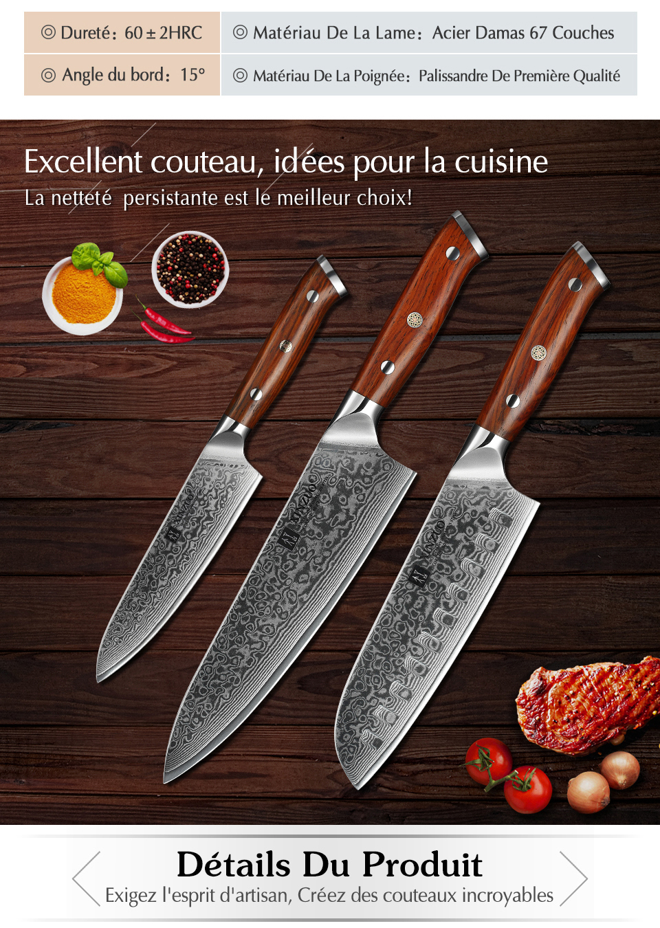 XINZUO – Couteaux de Cuisine Japonais