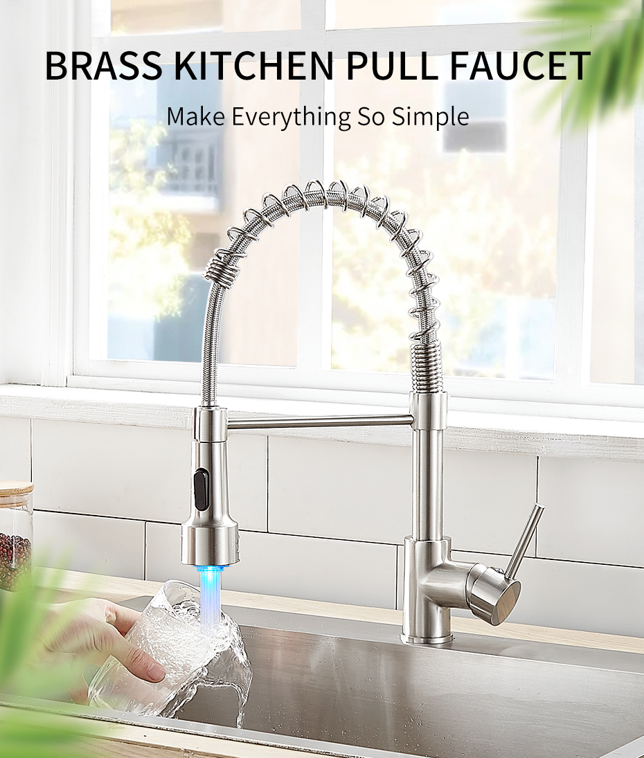 Robinets de cuisine à brosse en laiton