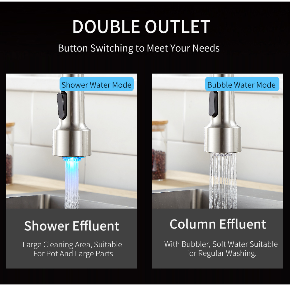 Robinets de cuisine à brosse en laiton