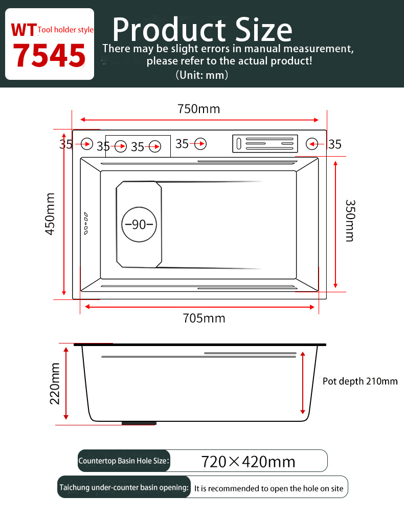Évier de cuisine en acier inoxydable 304