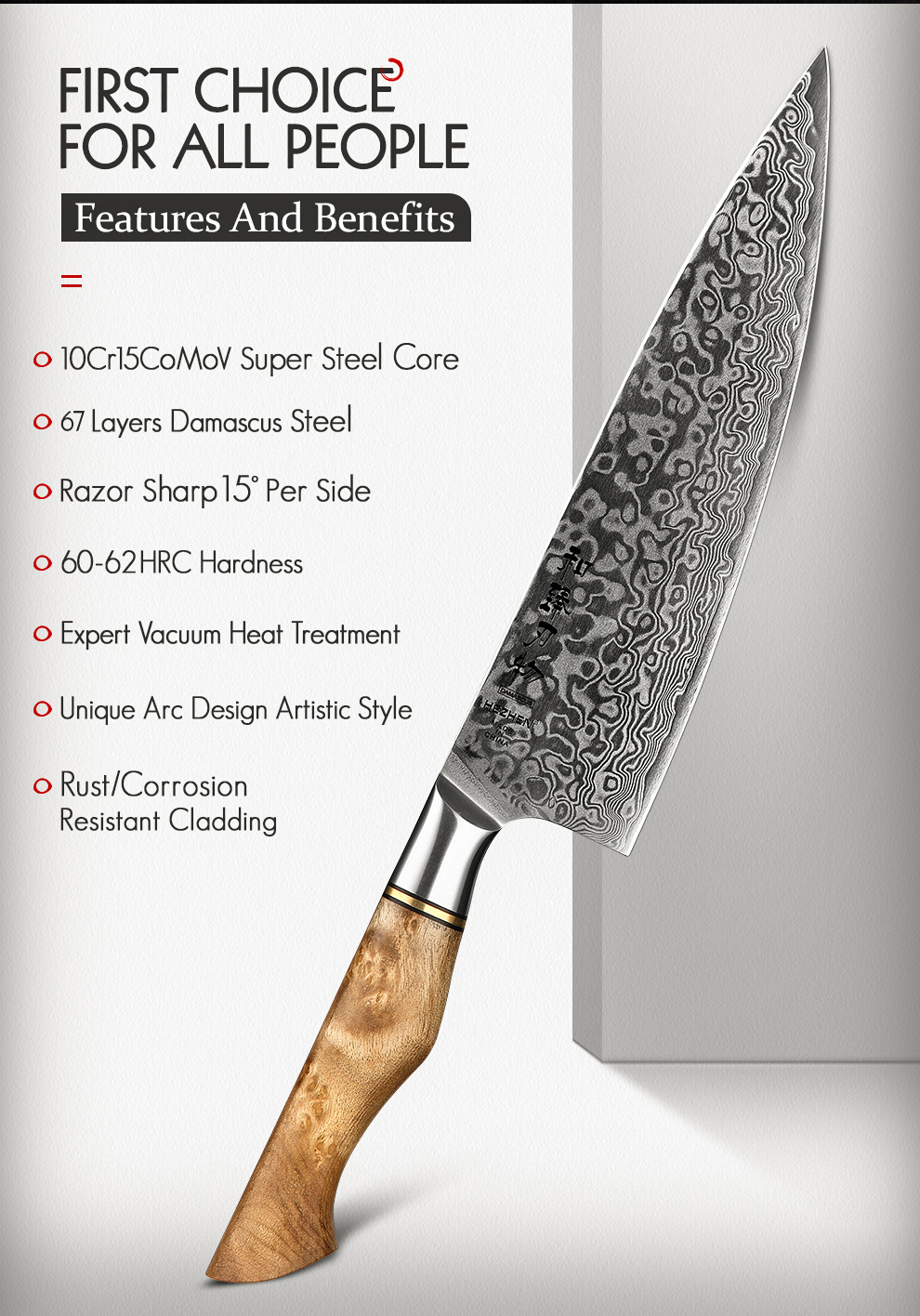 HEZHEN – ensemble de couteaux de Chef en acier