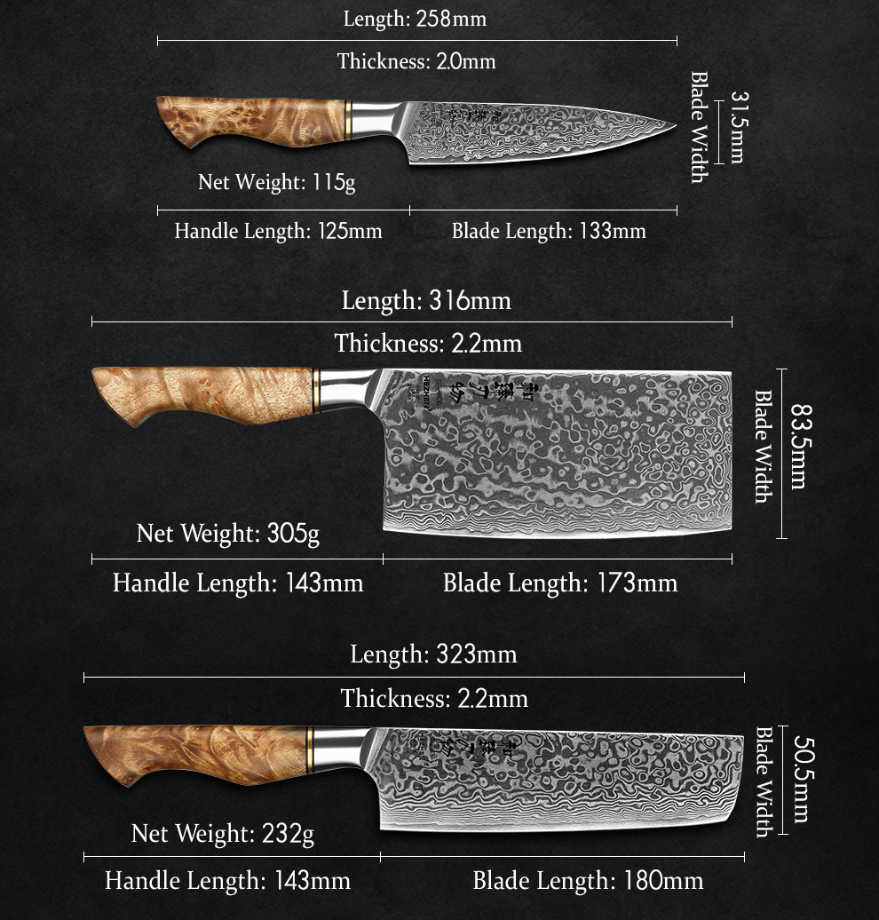 HEZHEN – ensemble de couteaux de Chef en acier