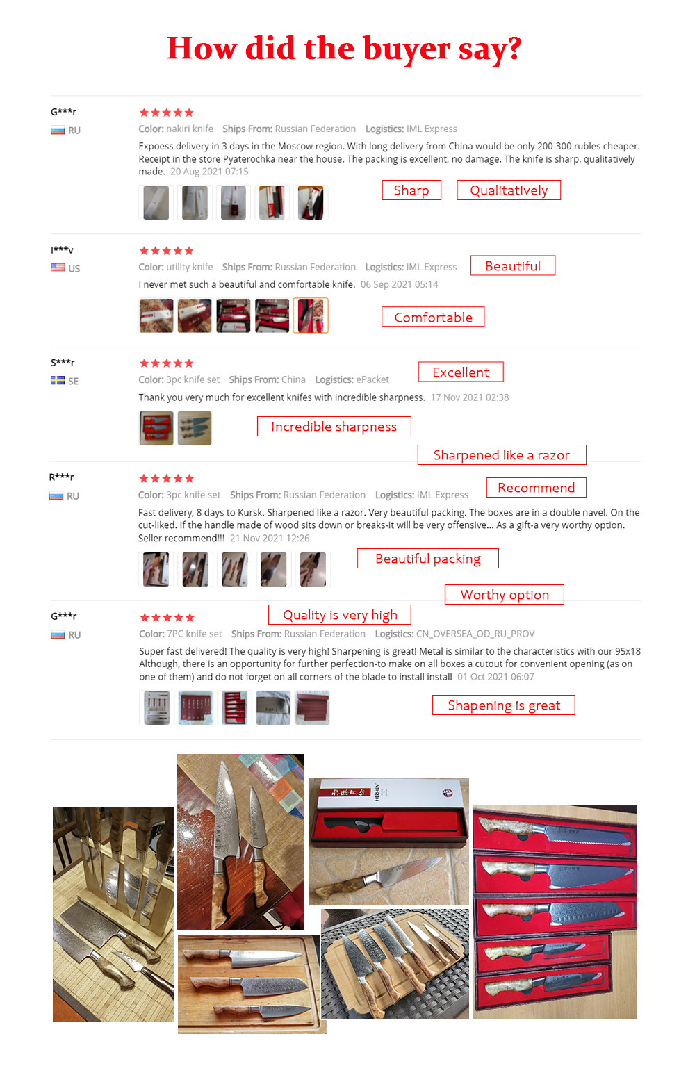 HEZHEN – ensemble de couteaux de Chef en acier