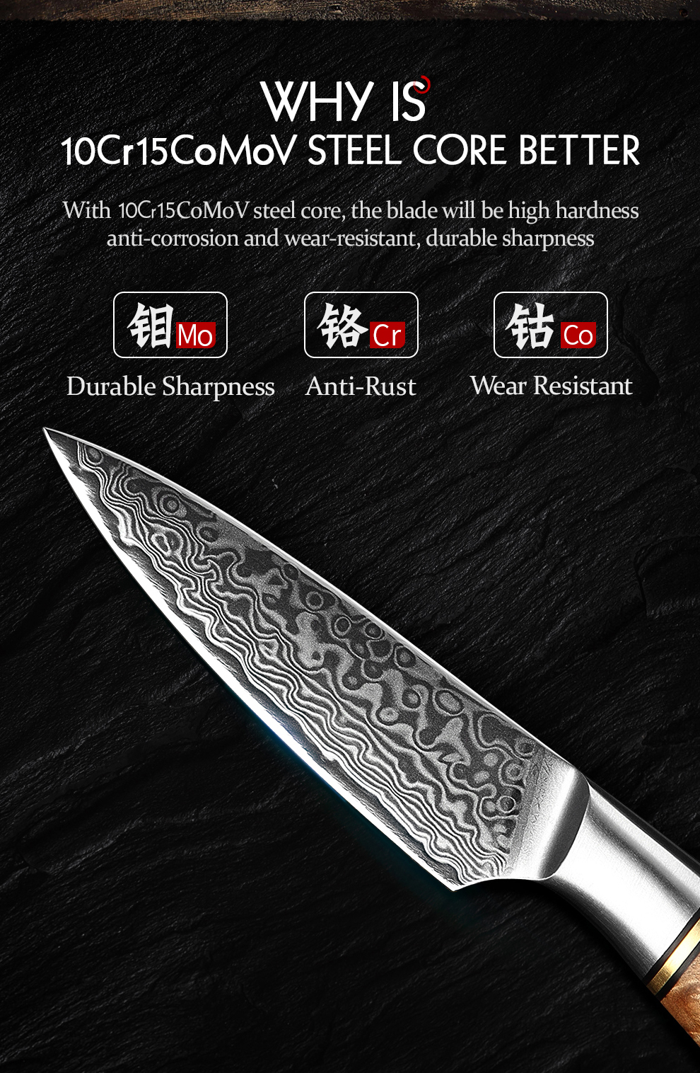 HEZHEN – ensemble de couteaux de Chef en acier