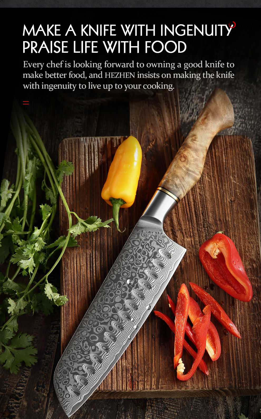 HEZHEN – ensemble de couteaux de Chef en acier