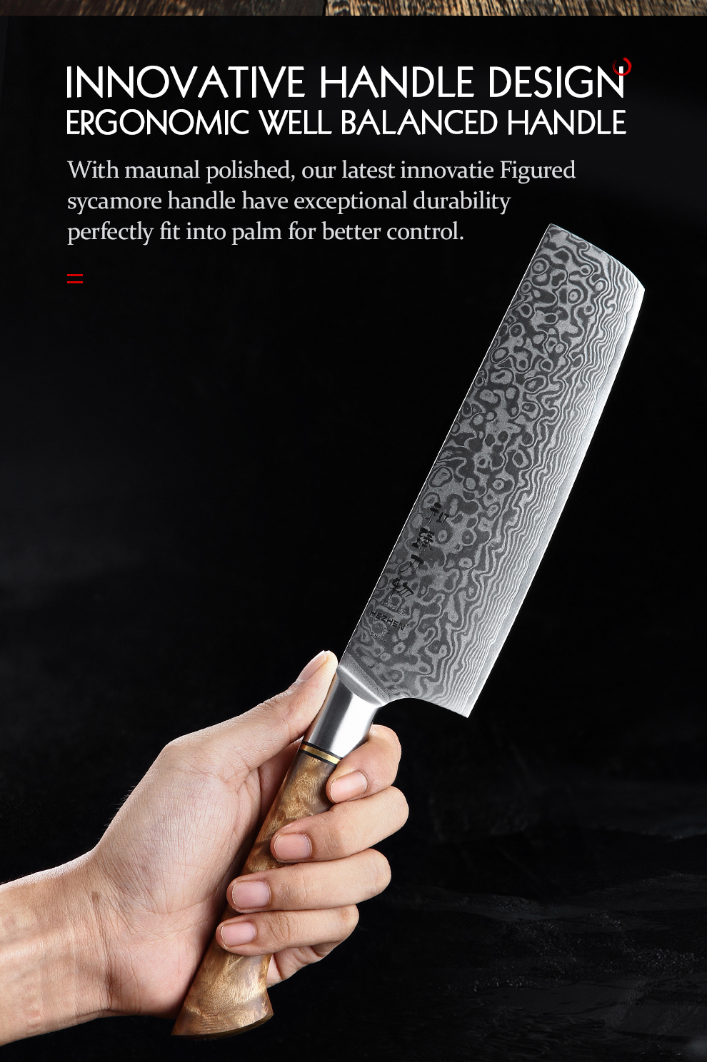 HEZHEN – ensemble de couteaux de Chef en acier