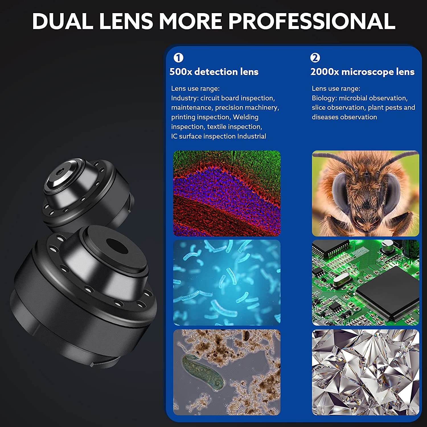 Microscope numérique Wifi à double objectif Microscope numérique Wifi à double objectif