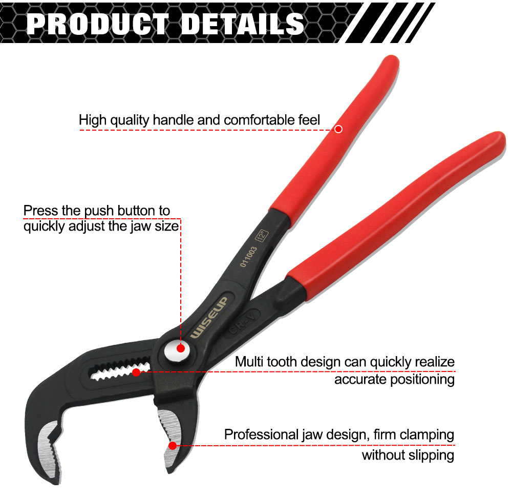 WISEUP – pince de pompe à poignée en plastique, clé de serrage de tuyau d'eau, outil mécanique professionnel multifonctionnel