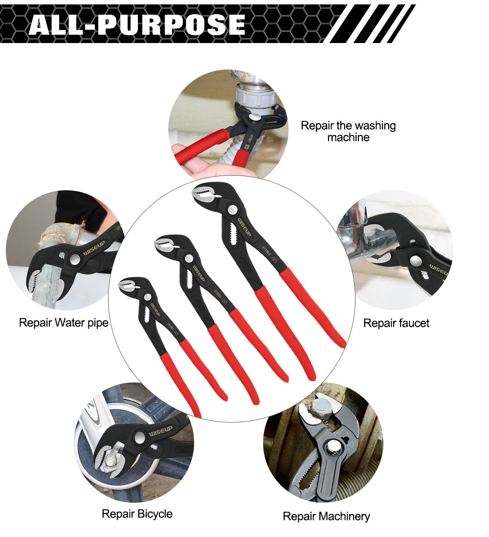 WISEUP – pince de pompe à poignée en plastique, clé de serrage de tuyau d'eau, outil mécanique professionnel multifonctionnel