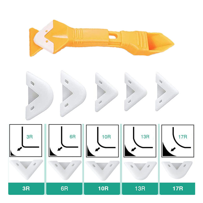 Couteau dissolvant de colle en Silicone, grattoir d'angle, spatule de beauté, Kit de raclage de coulis 5 en 1, outil multifonction de calfeutrage