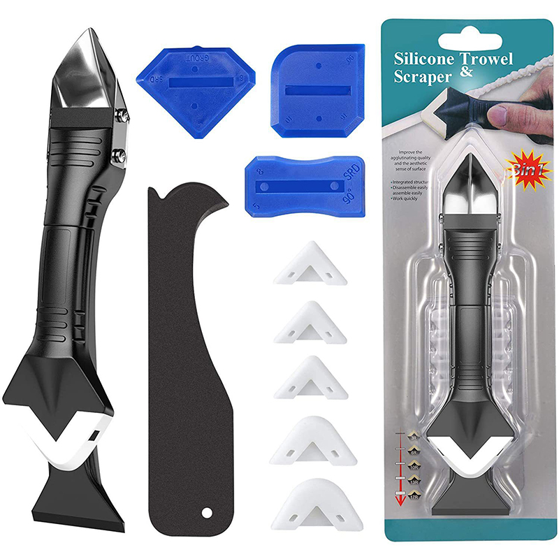 Couteau dissolvant de colle en Silicone, grattoir d'angle, spatule de beauté, Kit de raclage de coulis 5 en 1, outil multifonction de calfeutrage