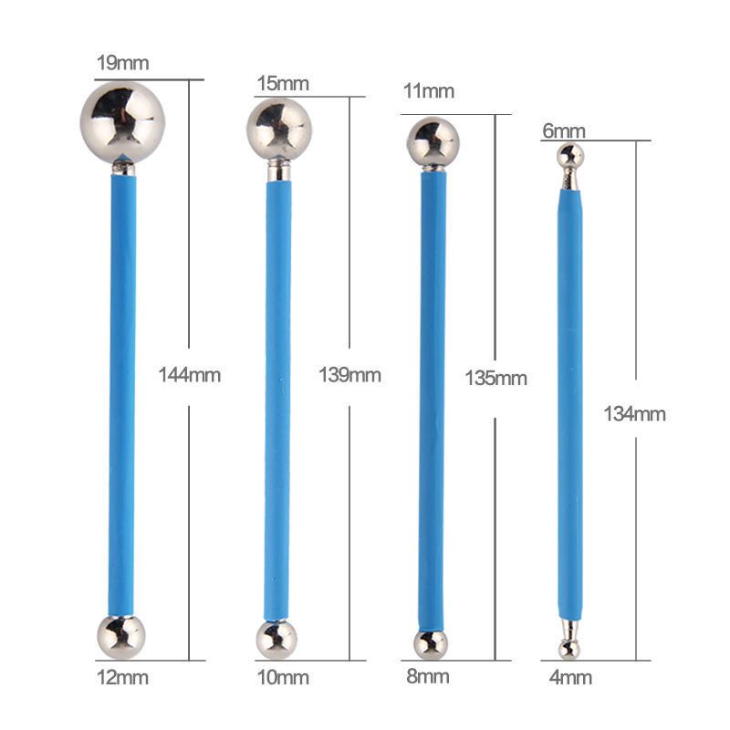 Bâton de couture en argile polymère en acier inoxydable, outils de bricolage de carreaux, bâton de couture à pression de sol, Texture de remplissage de rouleau, outil de couture à presser 4 pièces