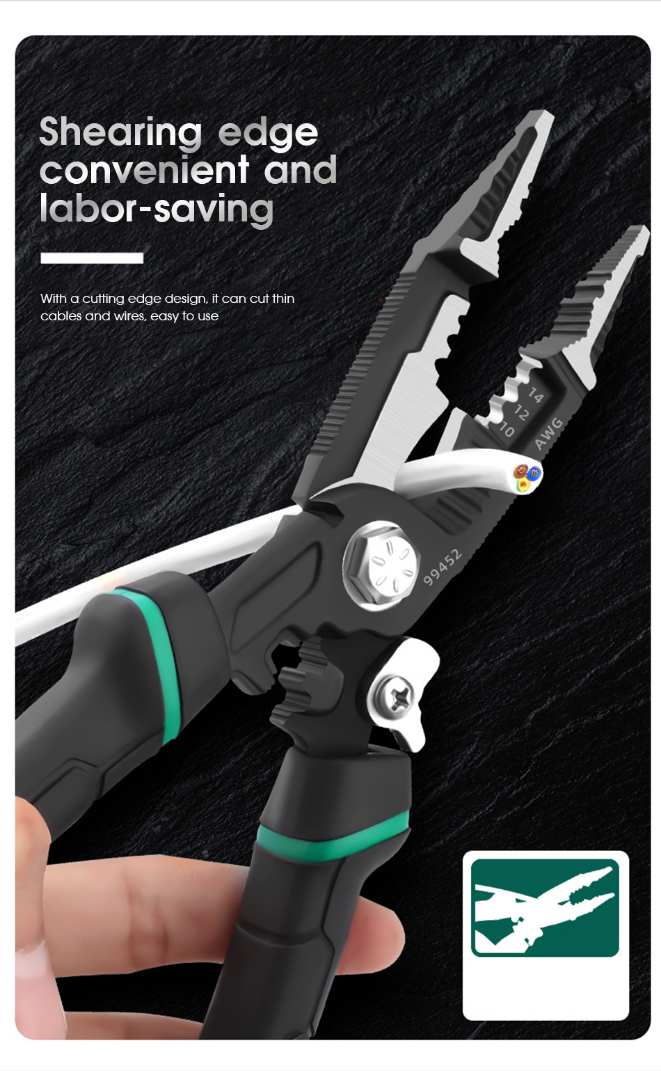 KINDLOV – pince à sertir 9 en 1 pour électricien, dénudeur de fil, aiguille multifonctionnelle, outil manuel de réparation de matériel universel