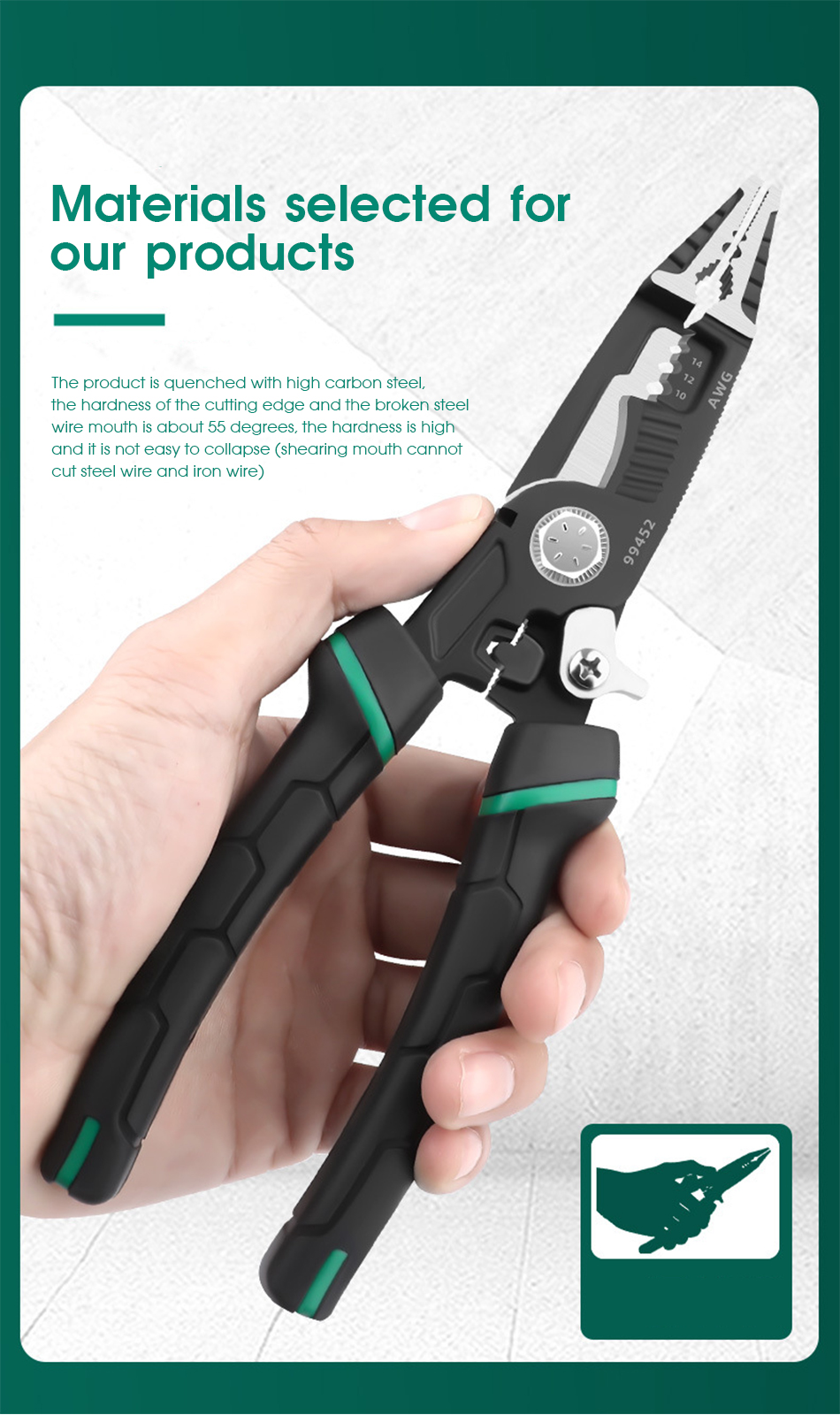 KINDLOV – pince à sertir 9 en 1 pour électricien, dénudeur de fil, aiguille multifonctionnelle, outil manuel de réparation de matériel universel