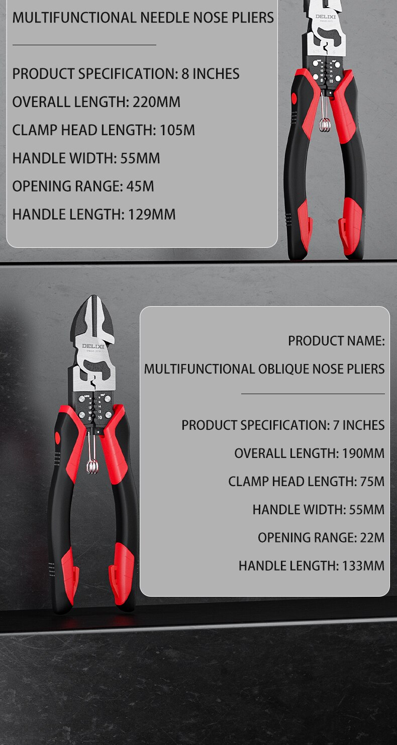 Professional Tools Wire Pliers Stripper Crimper Cutter Needle Nose Nipper Wire Stripping Multifunction Hand Tools