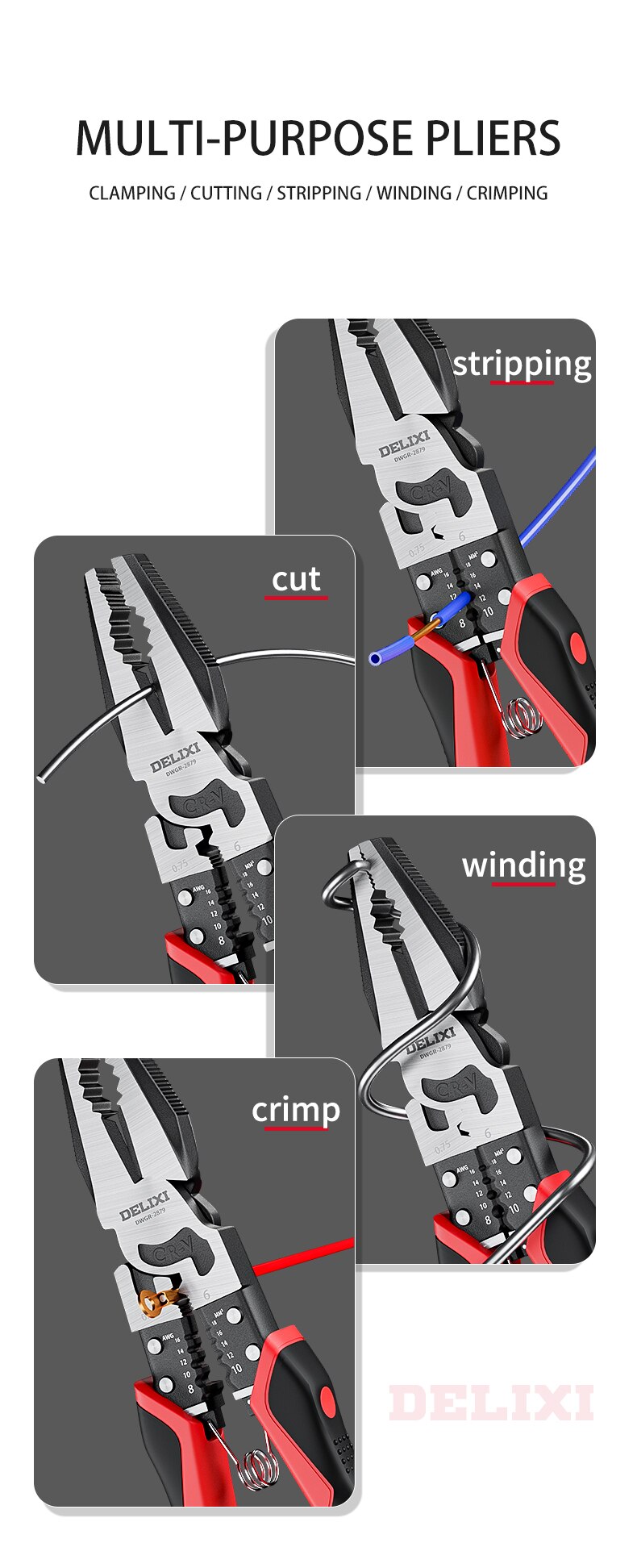 Professional Tools Wire Pliers Stripper Crimper Cutter Needle Nose Nipper Wire Stripping Multifunction Hand Tools