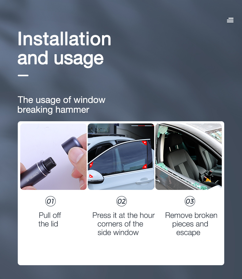 Cafele – marteau de sécurité multifonction, brise-vitre, outils d'urgence, brise-vitre automobile, marteau de sauvetage, coupe-ceinture de siège de voiture